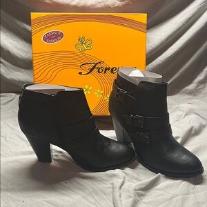 Forever 21 Black Buckle Ankle Booties